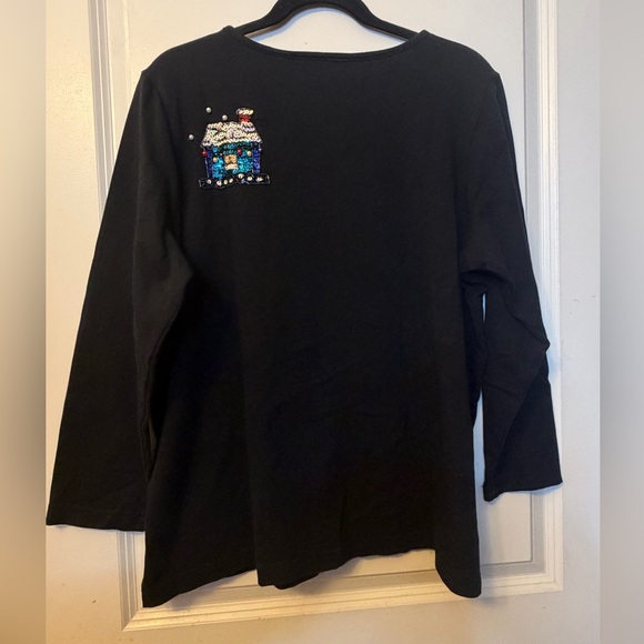 Quacker Factory Black Sequin & Pearl Embellished Sweater - Picture 5 of 9